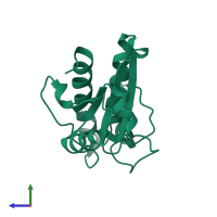 PDB entry 5jnr coloured by chain, side view.