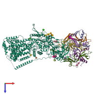 PDB entry 5jnx coloured by chain, top view.