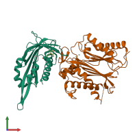 PDB entry 5jo2 coloured by chain, front view.