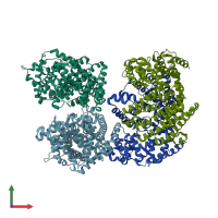 PDB entry 5jo7 coloured by chain, front view.