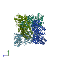PDB entry 5jo7 coloured by chain, side view.