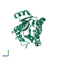 PDB entry 5jo9 coloured by chain, side view.