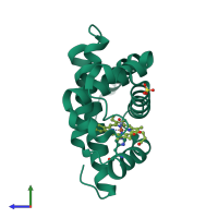 PDB entry 5jom coloured by chain, side view.