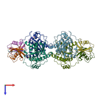 PDB entry 5jp3 coloured by chain, top view.