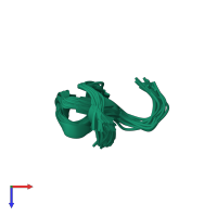 PDB entry 5jpl coloured by chain, ensemble of 20 models, top view.