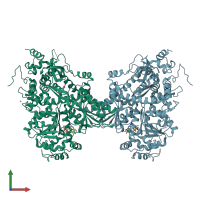 PDB entry 5jpt coloured by chain, front view.