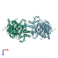 PDB entry 5jpt coloured by chain, top view.