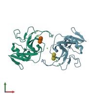 PDB entry 5jpv coloured by chain, front view.
