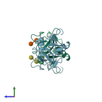 PDB entry 5jpv coloured by chain, side view.