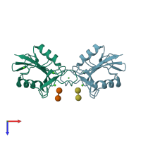 PDB entry 5jpv coloured by chain, top view.