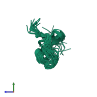 PDB entry 5jpx coloured by chain, ensemble of 20 models, side view.