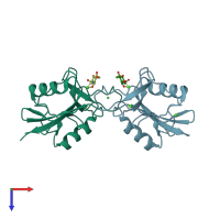 PDB entry 5jq1 coloured by chain, top view.