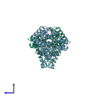 PDB entry 5jq2 coloured by chain, side view.