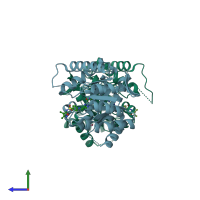 PDB entry 5jq9 coloured by chain, side view.