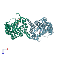 PDB entry 5jq9 coloured by chain, top view.