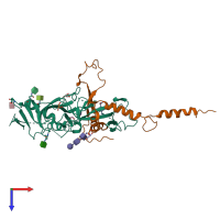 PDB entry 5jqb coloured by chain, top view.