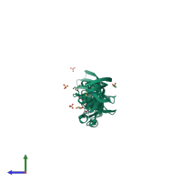 PDB entry 5jqc coloured by chain, side view.