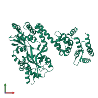 PDB entry 5jqe coloured by chain, front view.