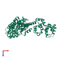 PDB entry 5jqe coloured by chain, top view.