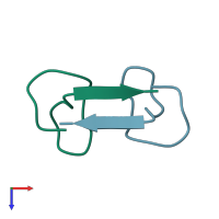 PDB entry 5jqf coloured by chain, top view.