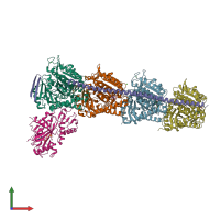 PDB entry 5jqg coloured by chain, front view.