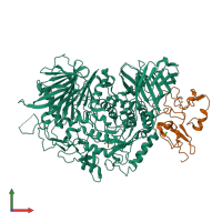 PDB entry 5jqp coloured by chain, front view.