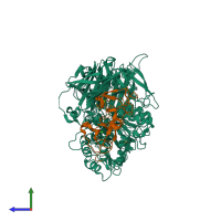 PDB entry 5jqp coloured by chain, side view.