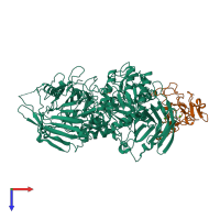 PDB entry 5jqp coloured by chain, top view.