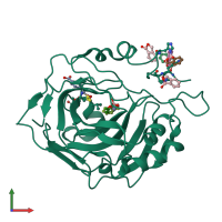 PDB entry 5jqt coloured by chain, front view.