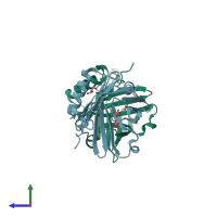 PDB entry 5jr8 coloured by chain, side view.