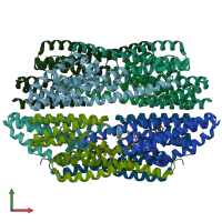 PDB entry 5jre coloured by chain, front view.