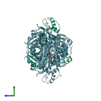 PDB entry 5jrh coloured by chain, side view.