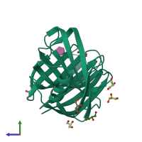 PDB entry 5jrn coloured by chain, side view.