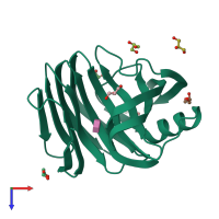 PDB entry 5jrn coloured by chain, top view.
