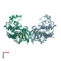 PDB entry 5jrq coloured by chain, top view.