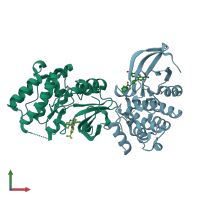 PDB entry 5jrs coloured by chain, front view.
