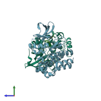 PDB entry 5jrs coloured by chain, side view.