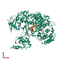 PDB entry 5js1 coloured by chain, front view.