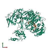PDB entry 5js2 coloured by chain, front view.