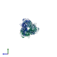PDB entry 5js4 coloured by chain, side view.