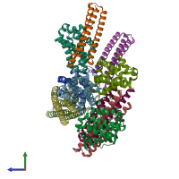 PDB entry 5jsb coloured by chain, side view.