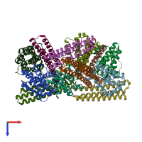 PDB entry 5jsb coloured by chain, top view.