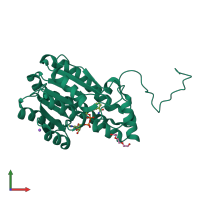 PDB entry 5jsf coloured by chain, front view.