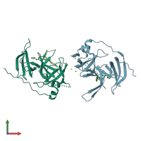 PDB entry 5jsg coloured by chain, front view.