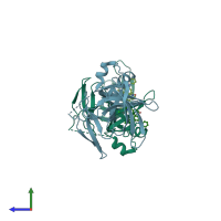PDB entry 5jsg coloured by chain, side view.