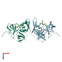 PDB entry 5jsg coloured by chain, top view.