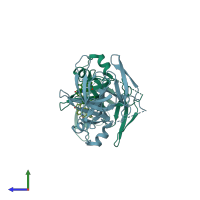 PDB entry 5jsj coloured by chain, side view.