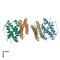 PDB entry 5jsn coloured by chain, top view.