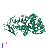 PDB entry 5jss coloured by chain, top view.