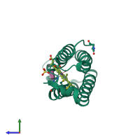 PDB entry 5jt4 coloured by chain, side view.
